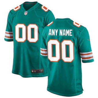 mens nike aqua miami dolphins alternate custom game jersey